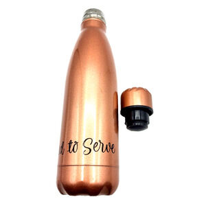 Sparkly Rose Gold Insulated Water Bottle Called To Serve 10.5"